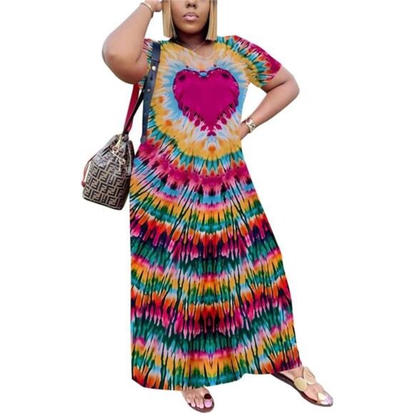 Casual Maxi Dresses Summer Short Sleeve S-5XL - Picture 1 of 4